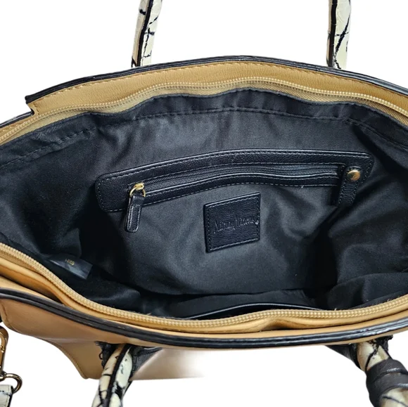 Neiman Marcus Faux Leather Tote Shoulder Bag Double Handle Shoulder Strap Tassel - Picture 8 of 13